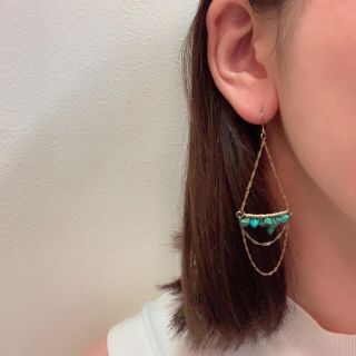 ローズバッド(ROSE BUD)のセレクトショップ購入 ターコイズピアス ゴールド/ブルー  美品(ピアス)