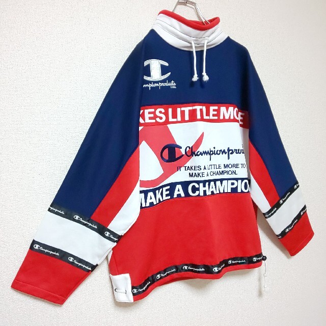 Champion(チャンピオン)の【美品/極希少】90s Championトラックプルオーバー 刺繍ロゴ×プリント メンズのトップス(ジャージ)の商品写真