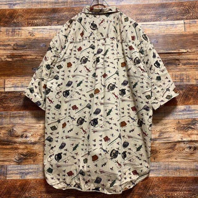 ART VINTAGE(アートヴィンテージ)の総柄アロハシャツ半袖シャツ2XL ベージュオフホワイト メンズ古着オーバーサイズ メンズのトップス(シャツ)の商品写真