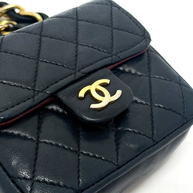 CHANEL - シャネル CHANEL ミニミニ マトラッセ CC ココマーク チェーン ベルト ベルト ラムスキン ブラック×ゴールド金具