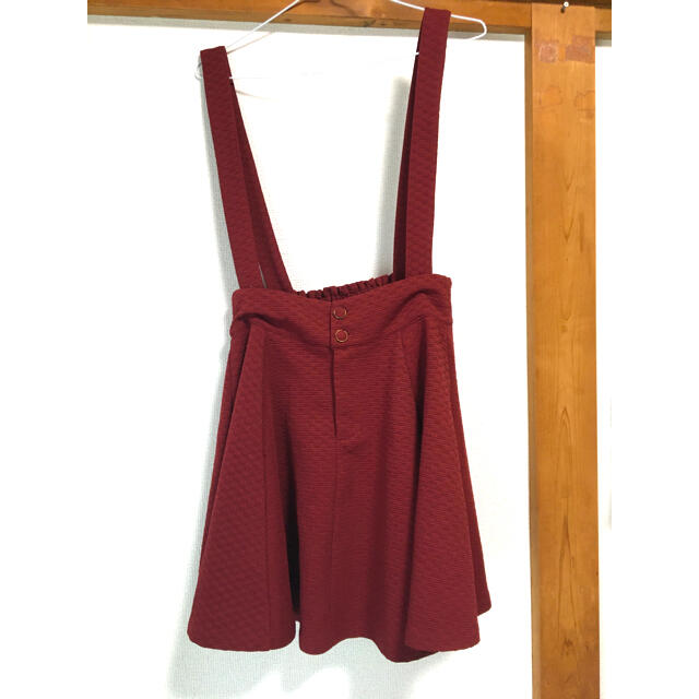 ワインレッド　ジャンスカ レディースのスカート(ミニスカート)の商品写真