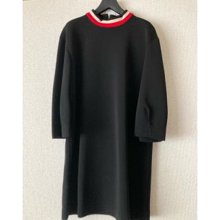 マルニ(Marni)のMARNI マルニ  リブ襟　ネオプレンワンピース　黒40 美品(ひざ丈ワンピース)