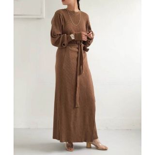 トゥデイフル(TODAYFUL)の【美品】TODAYFULラップラウンドリブドレスM ロングワンピース リブワンピ(ロングワンピース/マキシワンピース)