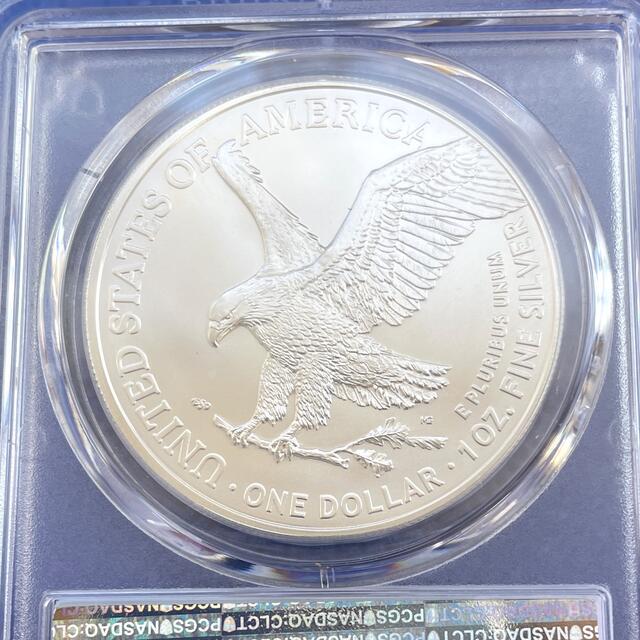 American Eagle(アメリカンイーグル)の初日最高鑑定★2021 アメリカ　イーグル銀貨　PCGS Type-2 コイン エンタメ/ホビーの美術品/アンティーク(貨幣)の商品写真