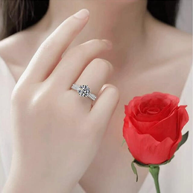 ジルコニアリング CZダイヤ レディース指輪 大粒 六本爪 金属アレルギー対応  レディースのアクセサリー(リング(指輪))の商品写真