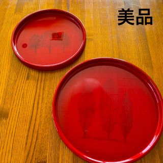 【美品】漆塗り　大和丸御盆セット(漆芸)