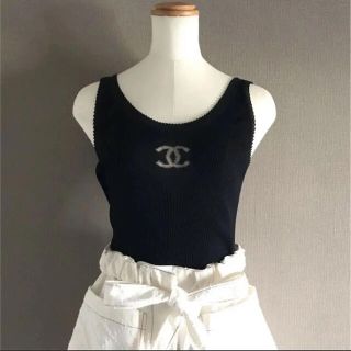 シャネル(CHANEL)のCHANEL  透かしココ タンクトップ キャミソール トップス 38(タンクトップ)