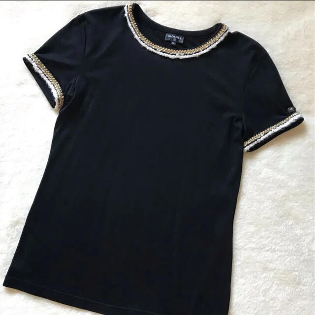 大人女性の CHANEL - 半袖　36 Tシャツ トップス トリミング ツイード CHANEL Tシャツ(半袖/袖なし)