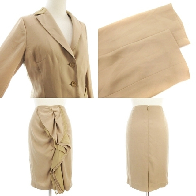EPOCA(エポカ)のエポカ セットアップ スカートスーツ フリル 薄手 無地 ベージュ系 レディースのフォーマル/ドレス(スーツ)の商品写真