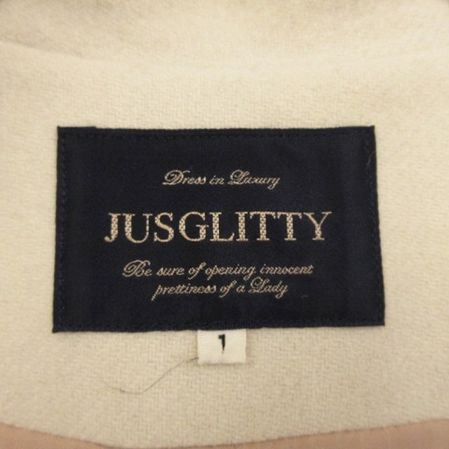 JUSGLITTY(ジャスグリッティー)のジャスグリッティー ダッフルコート フード ファー付 ウール 無地 アイボリー系 レディースのジャケット/アウター(ダッフルコート)の商品写真