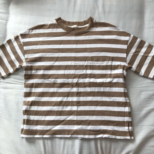 GU(ジーユー)の【GU】ヘビーウェイトTシャツ　ボーダーTシャツ レディースのトップス(Tシャツ(半袖/袖なし))の商品写真
