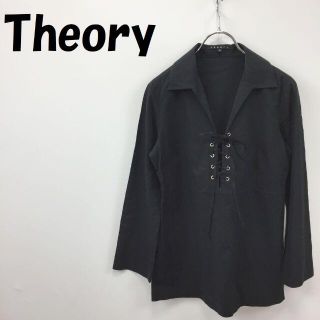 セオリー(theory)の購入者セオリー 七分袖 レースアップ シャツ ブラック サイズ4 レディース(シャツ/ブラウス(長袖/七分))