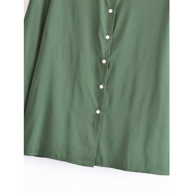 ZARA - 🎐8月新作🍧5500◇green グリーン サテン風 シャツ