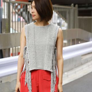 アメリヴィンテージ(Ameri VINTAGE)の【AMERI】SUMMER KNIT FRINGE TOP(ニット/セーター)