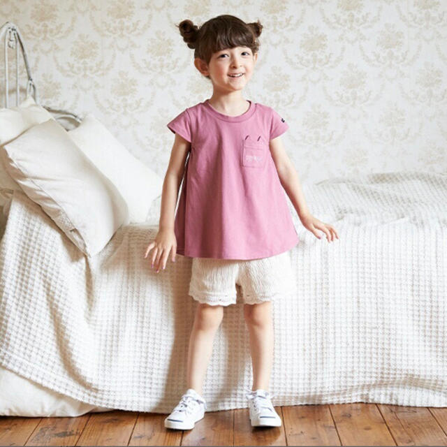 petit main(プティマイン)の半袖チュニック トップス　グリーン　110cm キッズ/ベビー/マタニティのキッズ服女の子用(90cm~)(Tシャツ/カットソー)の商品写真