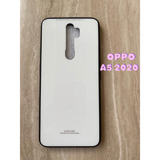 オッポ(OPPO)のシンプル&可愛い♪耐衝撃背面9HガラスケースOPPO A5 2020 白ホワイト(Androidケース)