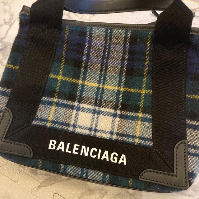 バレンシアガチェックトートBALENCIAGAネイビーカバXS