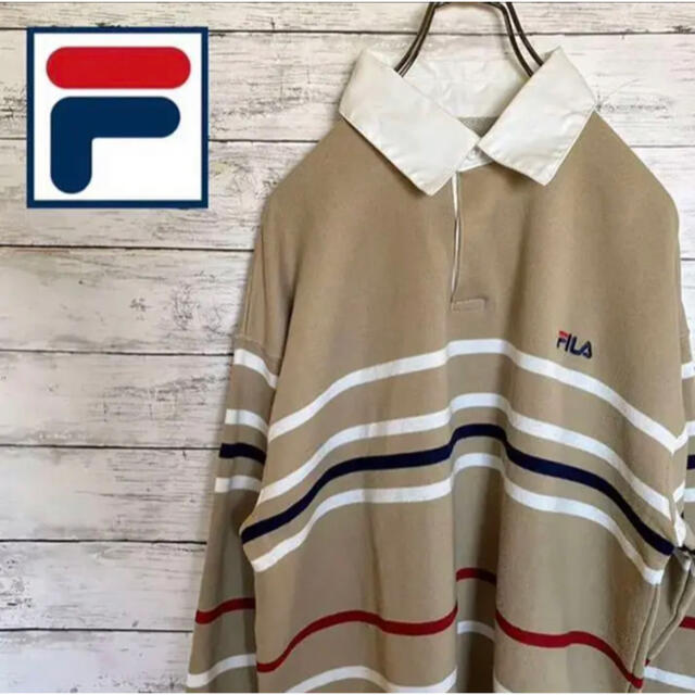 FILA(フィラ)の【人気】フィラ ボーダー ビックサイズ ラガーシャツ ポロシャツ 刺繍ロゴ メンズのトップス(ポロシャツ)の商品写真