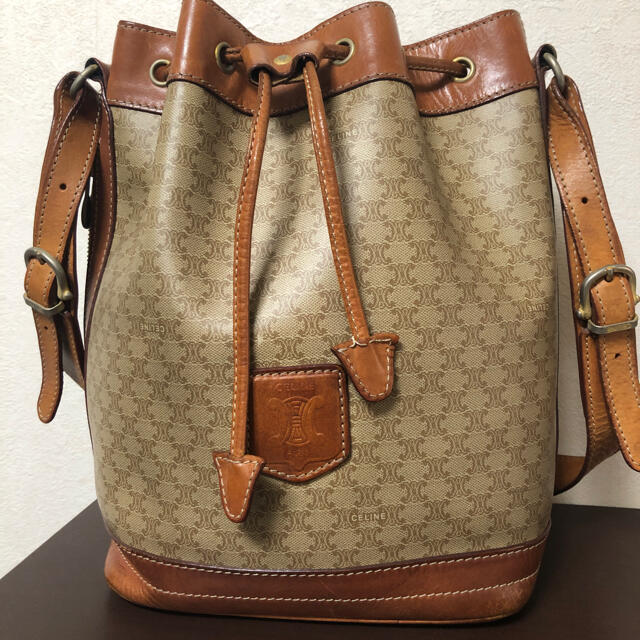 CELINE セリーヌ マカダム柄 ショルダーバッグ 巾着 PVCレザー