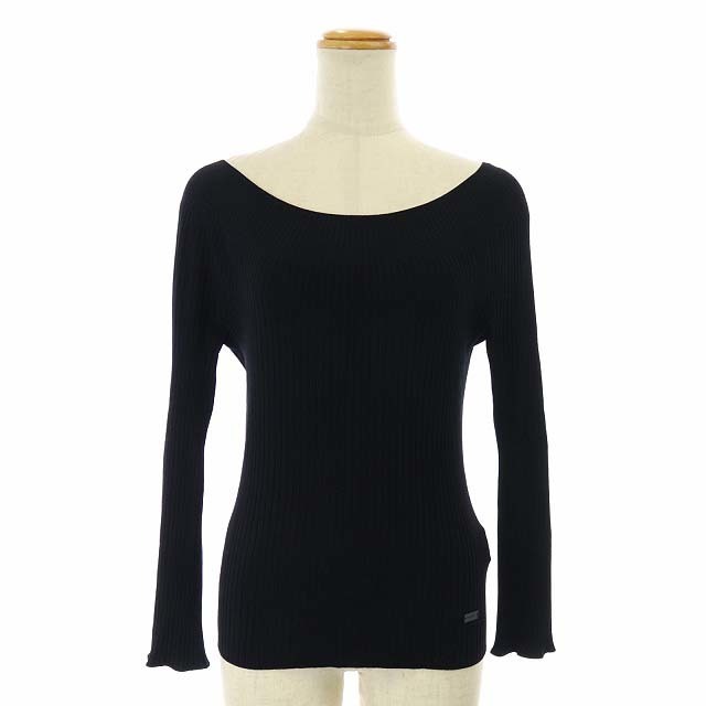 39cm着丈フォクシー KNIT TOP MOON LIGHT ニット 長袖 38 黒