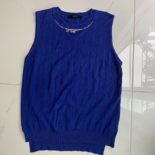 アズールバイマウジー(AZUL by moussy)の【AZUL BY MOUSSY】薄手ニットノースリーブ トップス(カットソー(半袖/袖なし))