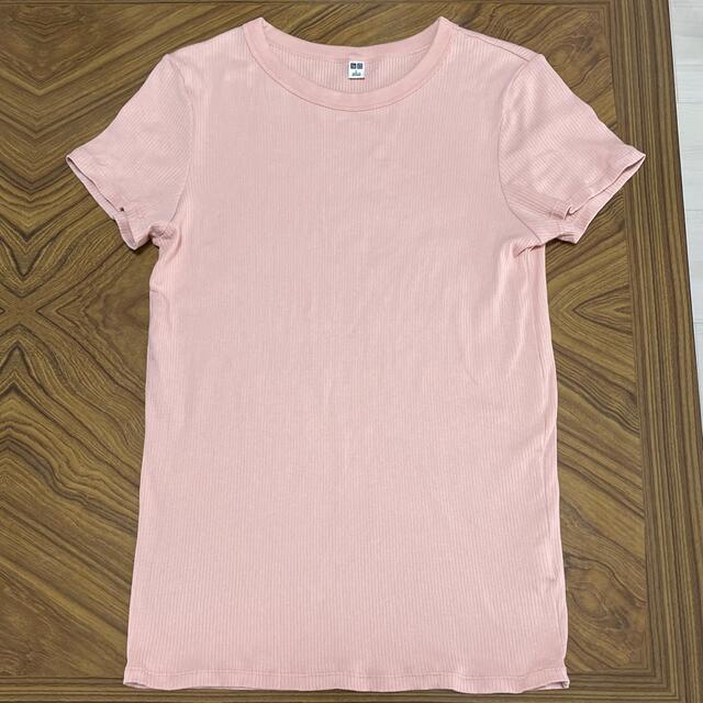 UNIQLO(ユニクロ)のユニクロ　スピーマコットンリブクルーネックTシャツ　ピンク メンズのトップス(Tシャツ/カットソー(半袖/袖なし))の商品写真