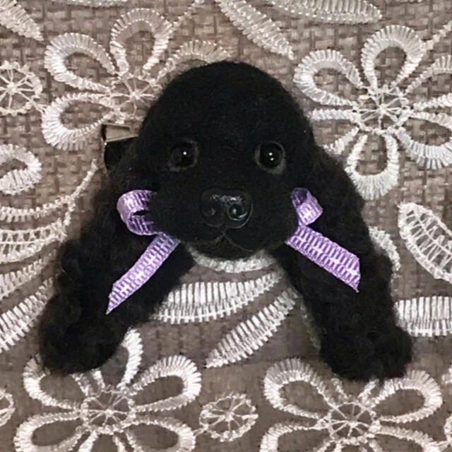 黒い犬羊毛フェルト　アメリカンコッカースパニエル　ブローチ　犬