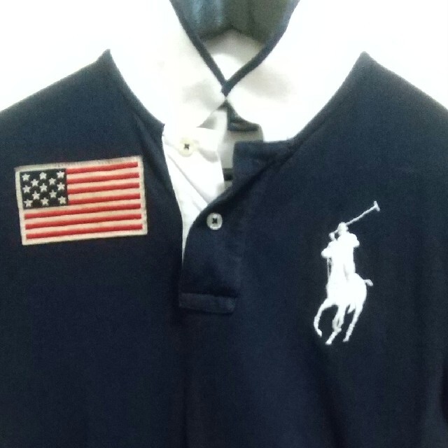 POLO RALPH LAUREN(ポロラルフローレン)のラルフローレン☆ポロシャツ☆紺✕白☆140綺麗！ キッズ/ベビー/マタニティのキッズ服男の子用(90cm~)(Tシャツ/カットソー)の商品写真