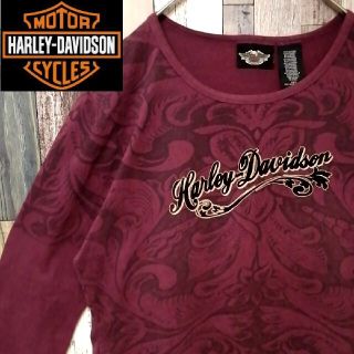 ハーレーダビッドソン(Harley Davidson)のUSA古着 ハーレー・ダビッドソン カッコイイ 全面プリント ロゴ 七分袖(Tシャツ(長袖/七分))