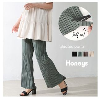 ハニーズ(HONEYS)のハニーズ グラシア セルフカット カット済み プリーツパンツ グリーン(カジュアルパンツ)