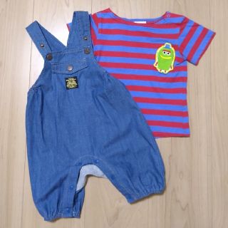 ビッツ(Bit'z)の2点セット☆オーバーオールサロペット＆Bit'sTシャツカットソー☆70〜80(Ｔシャツ)