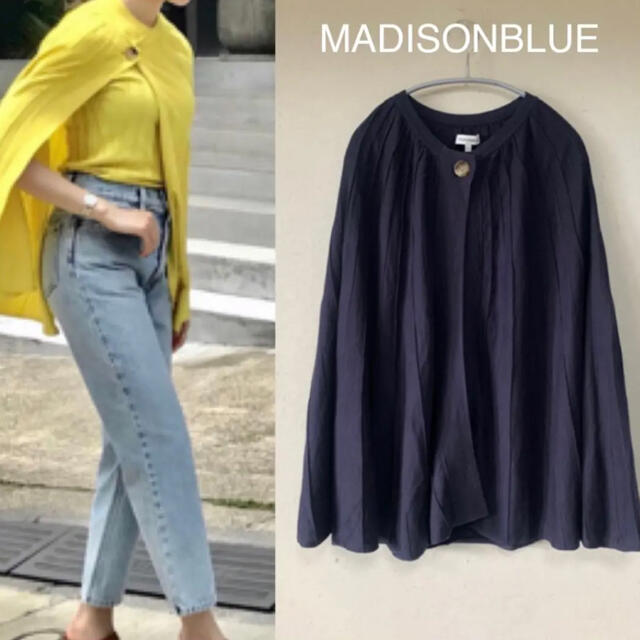 MADISONBLUE(マディソンブルー)の未使用 MADISONBLUE ニットプリーツポンチョ　カーディガン レディースのトップス(カーディガン)の商品写真