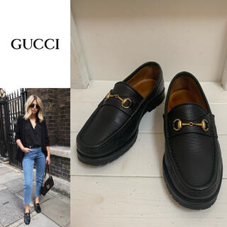 グッチ(Gucci)のGUCCI グッチ ITALY製 ホースビットレザーローファー ブラック 35C(ローファー/革靴)