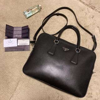 プラダ(PRADA)の美品！プラダ　PRADA 3way ブリーフケース　サフィアーノ　バッグ　総柄(ビジネスバッグ)