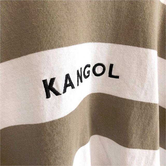 KANGOL(カンゴール)のカンゴール（KANGOL）白 × 茶 ボーダー柄 刺繍ロゴ 半袖Tシャツ レディースのトップス(Tシャツ(半袖/袖なし))の商品写真