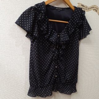 ミッシュマッシュ(MISCH MASCH)のミッシュマッシュ 水玉 黒 ブラック 半袖ふりふりトップス(シャツ/ブラウス(半袖/袖なし))