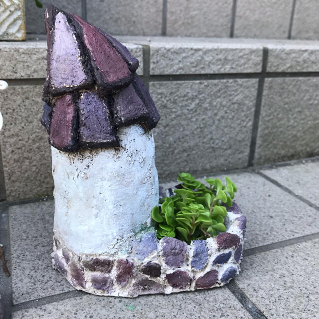 土の家♪花壇のある家　オブジェ　植木鉢　多肉 ハンドメイドのフラワー/ガーデン(その他)の商品写真