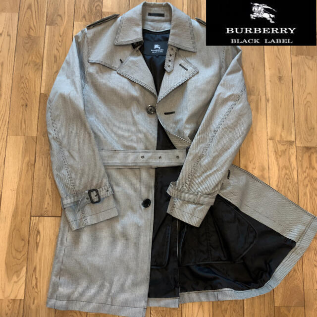 BURBERRY BLACK LABEL(バーバリーブラックレーベル)のバーバリー　ブラック　レーベル Burberry 千鳥柄　トレンチ　コート メンズのジャケット/アウター(トレンチコート)の商品写真