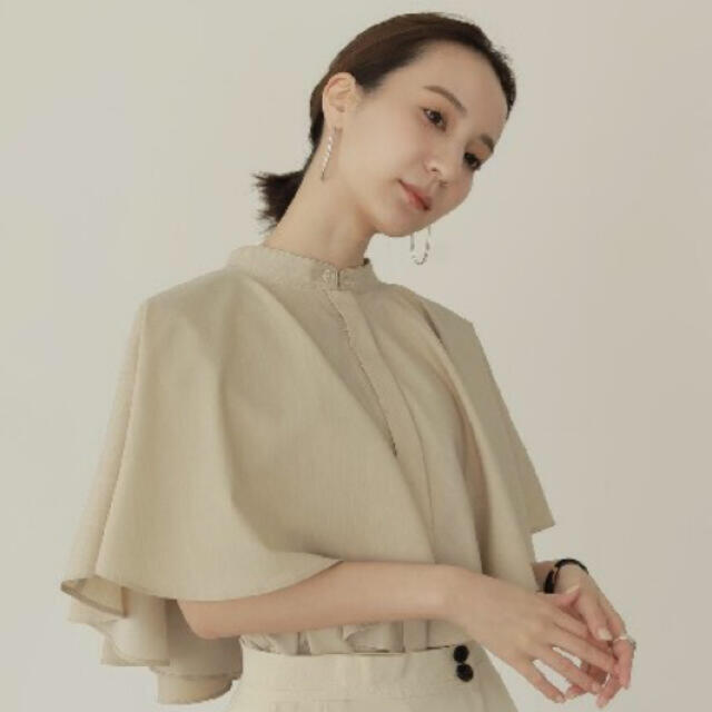 louren drape cape blouse beige