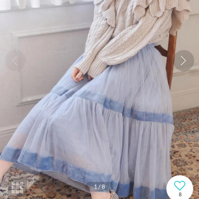 MIIA(ミーア)のベロア切替チュールスカート レディースのスカート(ひざ丈スカート)の商品写真