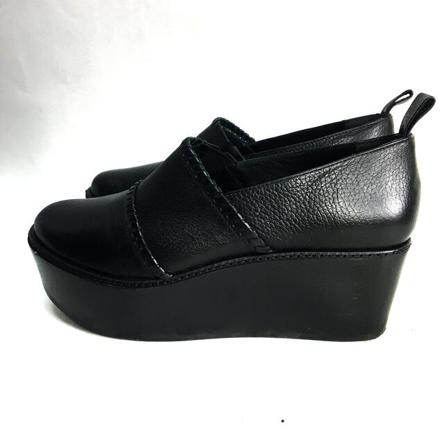 GRACE CONTINENTAL(グレースコンチネンタル)のZ579 グレースコンチネンタル 厚底ウッドスリッポンシューズ ブラック黒  レディースの靴/シューズ(ローファー/革靴)の商品写真