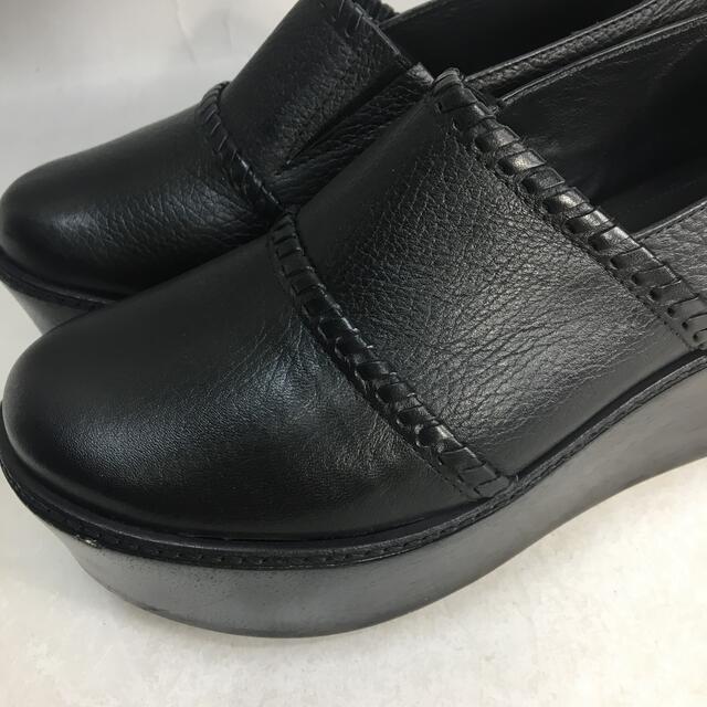 GRACE CONTINENTAL(グレースコンチネンタル)のZ579 グレースコンチネンタル 厚底ウッドスリッポンシューズ ブラック黒  レディースの靴/シューズ(ローファー/革靴)の商品写真