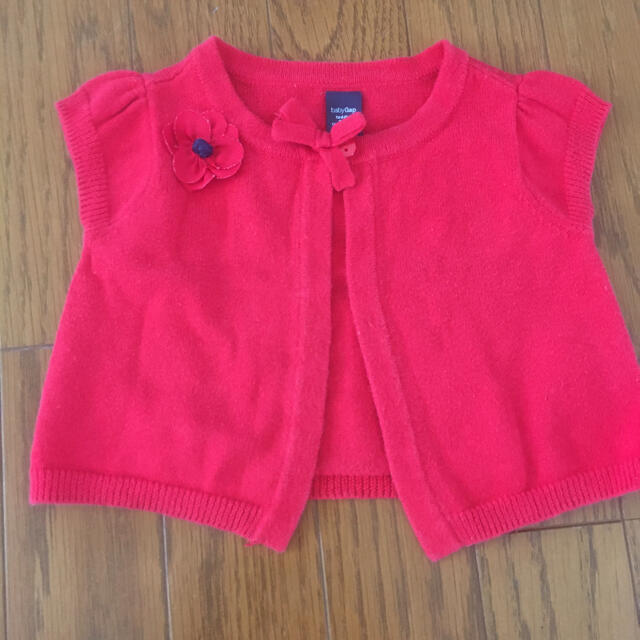 babyGAP(ベビーギャップ)の女の子80 baby Gap デニムジャンパースカート　カーディガン♡ キッズ/ベビー/マタニティのベビー服(~85cm)(ワンピース)の商品写真