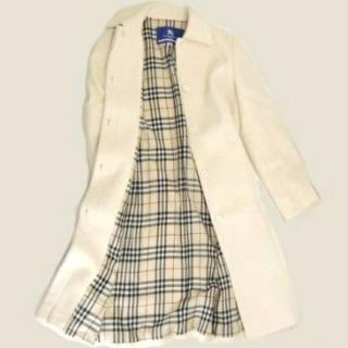 バーバリー(BURBERRY)の【美品】 バーバリー アンゴラ混 コート 38 ホワイト系(ロングコート)