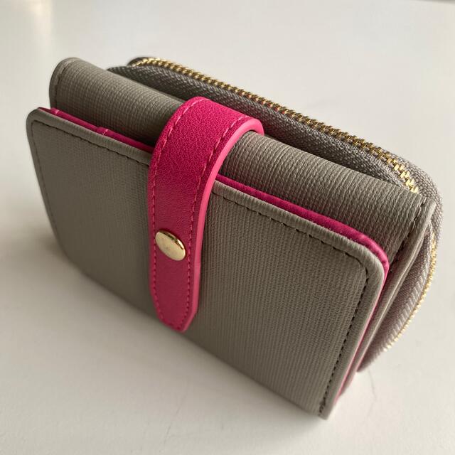 しまむら(シマムラ)の未使用#MUMUコラボ#しまむら#三つ折財布#グレー×ピンク レディースのファッション小物(財布)の商品写真