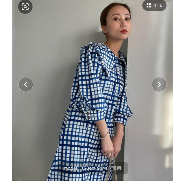 Ameri VINTAGE(アメリヴィンテージ)の【SANSeLF】big collar gingham tunic sanw67 レディースのトップス(チュニック)の商品写真