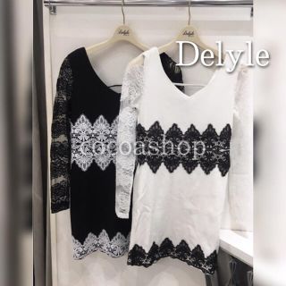 デイライルノアール(Delyle NOIR)のDelyleレース切り替え長袖ワンピ(ミニワンピース)