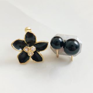 Vintage ＊ black enamel earring set(イヤリング)