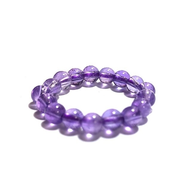 H2970【天然石】アメジスト 紫水晶 ゴムタイプ シンプル 丸玉 指輪 リング レディースのアクセサリー(リング(指輪))の商品写真