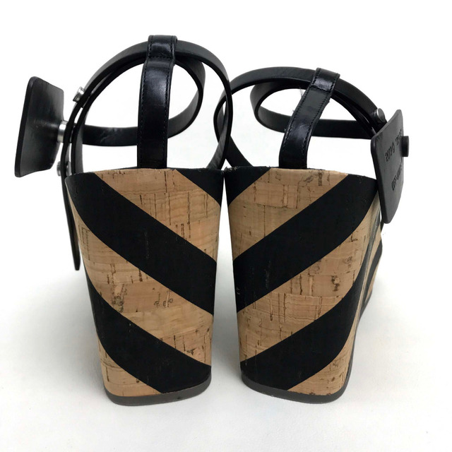 オフホワイト OFF-WHITE Striped Wedge Sandal D680161000 ウエッジウッド サンダル レザー ブラック 8